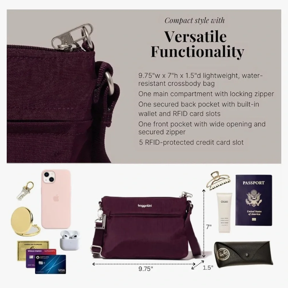 Baggallini Plum Crossbody Bag - Picture 3 of 4